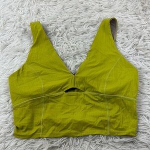 Lululemon Lab Studio Cropped Tank Top Disrupt Grid Emboss Yellow Serpentine